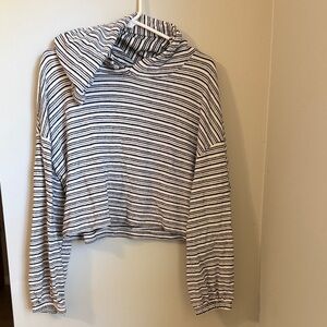 Project Social T Striped Cropped Hoodie - Black & White